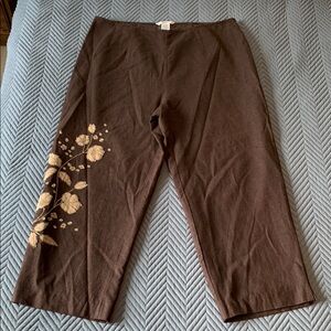 Vintage woman’s size 14 Boho Edward Brown Linen Blend Earthy Pants/Capris